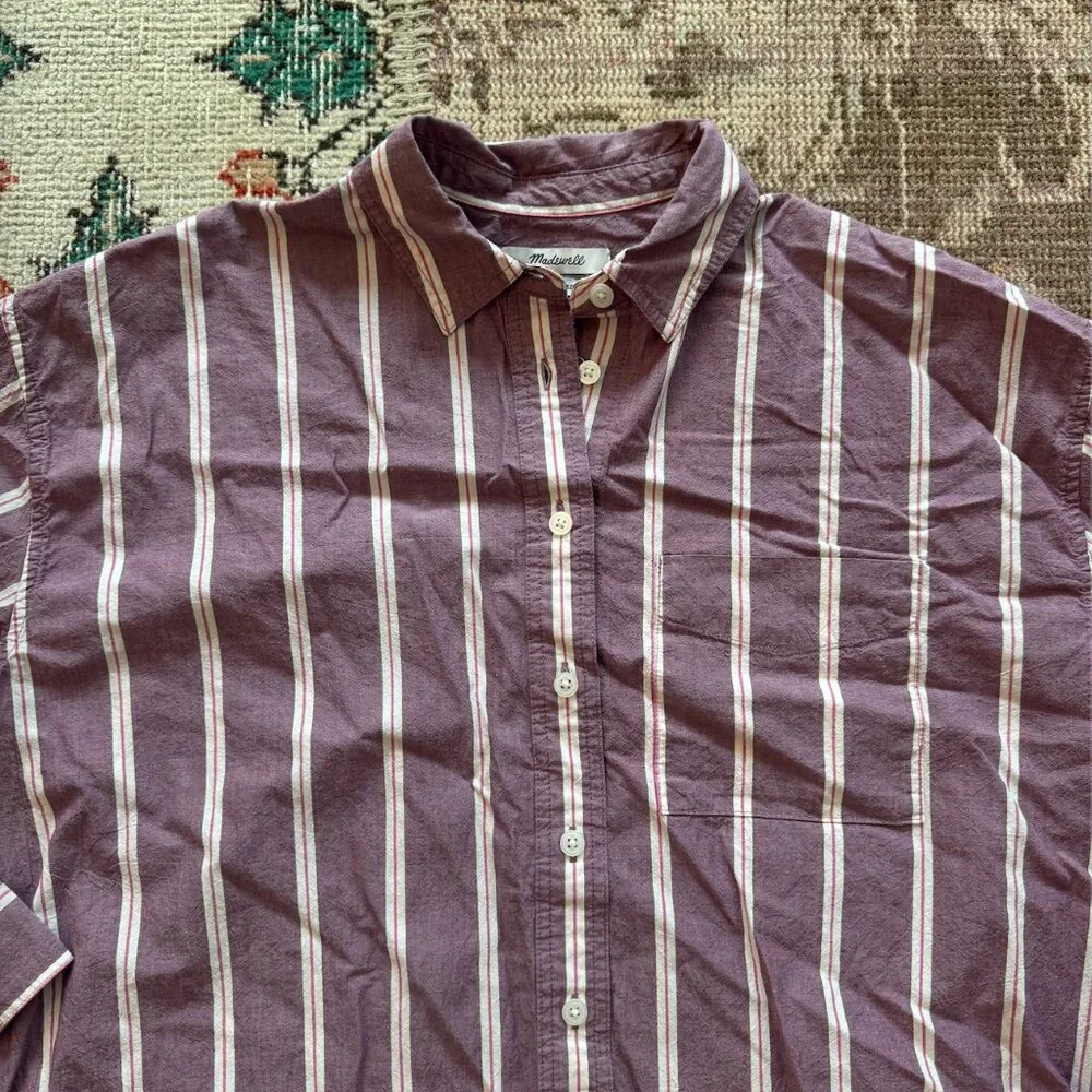 MADEWELL STRIPED POPLIN OVERSIZED SHIRT in IRIS BLOOM - Picture 9 of 9
